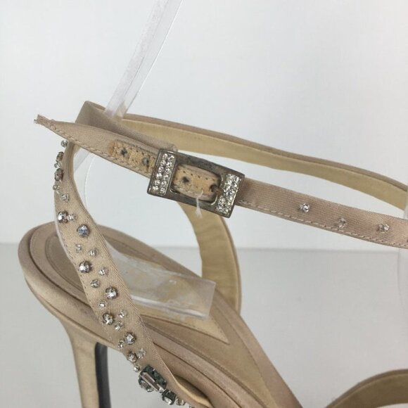 Versace Heel Sandals Ankle Strap Crystals Size 39 - Picture 4 of 10